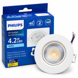 KIT 4 SPOT PHILIPS REDONDO EMBUTIR 4.2W LUZ QUENTE 2700K