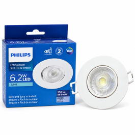KIT 4 SPOT PHILIPS REDONDO EMBUTIR 6.2W LUZ BRANCA 6500K