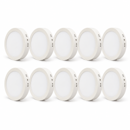 10 LUMINARIA PAINEL PLAFON SOBREPOR REDONDO 18W BRANCO QUENTE