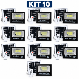 KIT 10 REFLETOR HOLOFOTE SOLAR LED 500W 6000K IP66 LINHA PRO