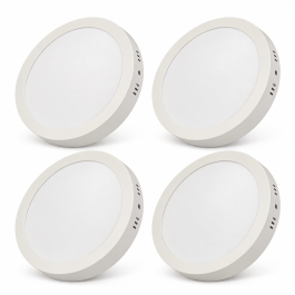 KIT 4 PLAFON DE LED 18W REDONDO SOBREPOR BRANCO QUENTE 3000K