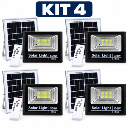KIT 4 REFLETOR HOLOFOTE SOLAR LED 500W 6000K IP66 LINHA PRO