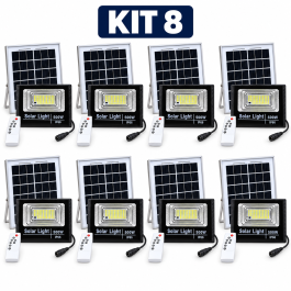 KIT 8 REFLETOR HOLOFOTE SOLAR LED 500W 6000K IP66 LINHA PRO