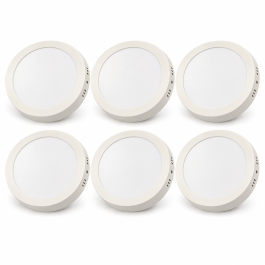 Kit 6 PLAFON DE LED 18W REDONDO SOBREPOR BRANCO QUENTE