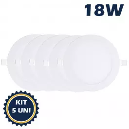 PAINEL PLAFON LED 18W EMBUTIR REDONDO 4000K(BRANCO NEUTRO)BIVOLT KIT5