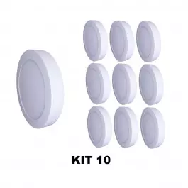 PAINEL PLAFON LED 18W SOBREPOR REDONDO 6500K(BRANCO FRIO)BIVOLT SLIM KIT10