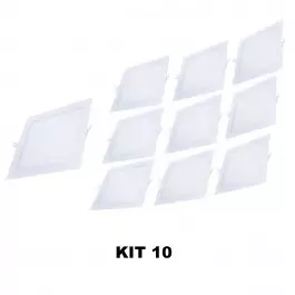 PAINEL PLAFON LED 18W EMBUTIR QUADRADO 6500K(BRANCO FRIO)BIVOLT SLIM KIT10