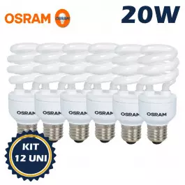 LÂMPADA COMPACTA ESPIRAL MINI OSRAM 20W 220V 2700K(BRANCO QUENTE)E27 DULUXSTAR TWIST KIT12