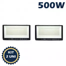 REFLETOR HOLOFOTE LED SMD  500W 6500K(BRANCO FRIO)BIVOLT IP66 PREMIUM KIT2