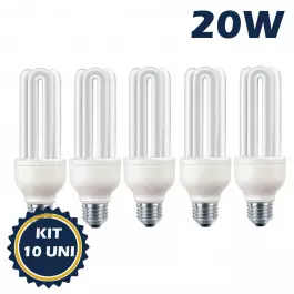 LÂMPADA ELETRÔNICA 3U 20W 220V 6400K(BRANCO FRIO)E27 KIT10