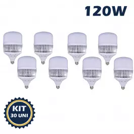 LÂMPADA LED BULBO 120W 6500K(BRANCO FRIO)E27/E40 BIVOLT ALTA POTENCIA KIT30