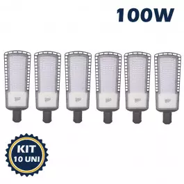 LUMINÁRIA LED PUBLICA POSTE SMD 100W 6500K(BRANCO FRIO)BIVOLT KIT10
