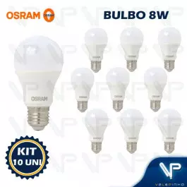 LÂMPADA LED BULBO OSRAM 8W 6500K(BRANCO FRIO)E27 BIVOLT KIT10