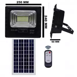 REFLETOR HOLOFOTE LED SOLAR SMD    60W 3000K(BRANCO QUENTE)C/ PLACA