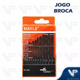 BROCA DE AÇO RÁPIDO HELICOIDAL MAYLE 1.5mm A 6.5mm C/13PÇS