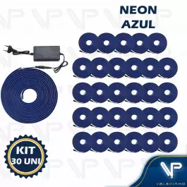 FITA LED NEON FLEXIVEL 8W 12V AZUL ESCURO 5 METROS IP20 COM FONTE KIT30