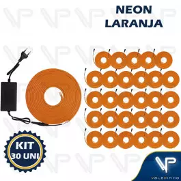 FITA LED NEON FLEXIVEL 8W 12V LARANJA 5 METROS IP20 COM FONTE KIT30