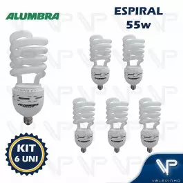 LÂMPADA COMPACTA ESPIRAL 55W 127V 6400K(BRANCO FRIO)E27 KIT6