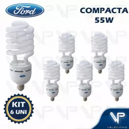 LÂMPADA COMPACTA ESPIRAL 55W 220V 6400K(BRANCO FRIO)E27 KIT6