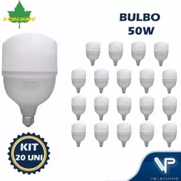 LÂMPADA LED BULBO 50W 6000K(BRANCO FRIO)E27 BIVOLT ALTA POTENCIA KIT20