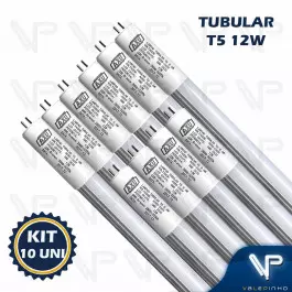 LÂMPADA LED TUBULAR T5 55CM 12W 3200K(BRANCO QUENTE)G5 LEITOSA BIVOLT KIT10