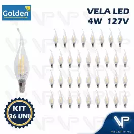 LÂMPADA LED VELA CHAMA 4W 127V 1800K(BRANCO QUENTE)E14 KIT36