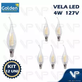 LÂMPADA LED VELA CHAMA 4W 127V 1800K(BRANCO QUENTE)E14 KIT6