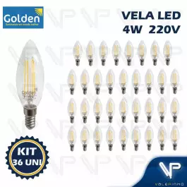 LÂMPADA LED VELA 4W 220V 1800K(BRANCO QUENTE)E14 KIT36