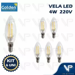 LÂMPADA LED VELA 4W 220V 1800K(BRANCO QUENTE)E14  KIT6