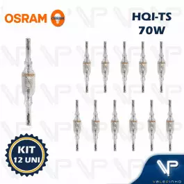 LÂMPADA VAPOR METÁLICO DUPLO CONTATO OSRAM      70W 3000K(BRANCO QUENTE)RX7S HQI-TS WDL KIT12