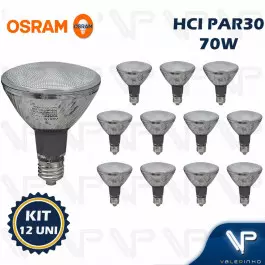 LÂMPADA VAPOR METÁLICO OSRAM HCI-PAR30 70W 40G FL 3000K(BRANCO QUENTE)E27 830 WDL KIT12