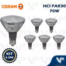 LÂMPADA VAPOR METÁLICO OSRAM HCI-PAR30 70W 40G FL 3000K(BRANCO QUENTE)E27 830 WDL KIT6