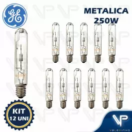 LÂMPADA VAPOR METÁLICO TUBULAR GE   250W 3000K(BRANCO QUENTE)E40 CMH KIT12