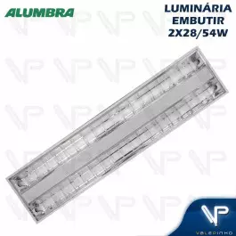 LUMINÁRIA EMBUTIR 120CM ALETADA C/LÂMPADA LED PHILIPS T5 26W 4000K(BRANCO NEUTRO)BIVOLT
