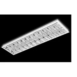 LUMINÁRIA CALHA COMERCIAL EMBUTIR 60CM COM ALETA COM LÂMPADA T8 18W(BRANCO QUENTE)BIVOLT