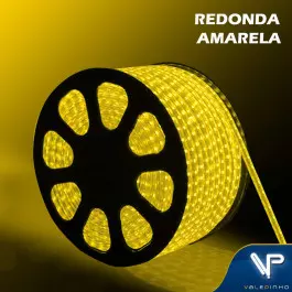 MANGUEIRA LED REDONDA 2 FIOS AMARELO 220V 100 METROS
