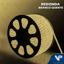 MANGUEIRA LED REDONDA 2 FIOS BRANCO QUENTE 110V 100 METROS