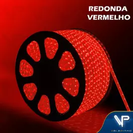 MANGUEIRA LED REDONDA 2 FIOS VERMELHO 220V 100METROS