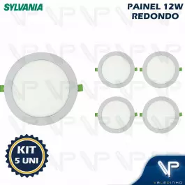 PAINEL PLAFON LED 12W EMBUTIR REDONDO 3000K(BRANCO QUENTE)BIVOLT KIT5
