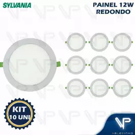 PAINEL PLAFON LED 12W EMBUTIR REDONDO 6500K(BRANCO FRIO)BIVOLT KIT10