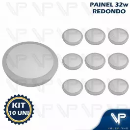 PAINEL PLAFON LED 32W SOBREPOR REDONDO 3000K(BRANCO QUENTE)BIVOLT KIT10