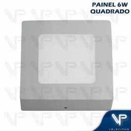 PAINEL PLAFON LED   6W SOBREPOR QUADRADO 3000K(BRANCO QUENTE)BIVOLT