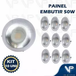 PLAFON SPOT DOWNLIGHT LED COB 50W EMBUTIR REDONDO 4000K(BRANCO NEUTRO) BIVOLT KIT10