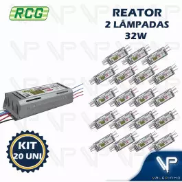 REATOR ELETRÔNICO PARA LÂMPADA FLUORESCENTE 2X32W BIVOLT KIT20