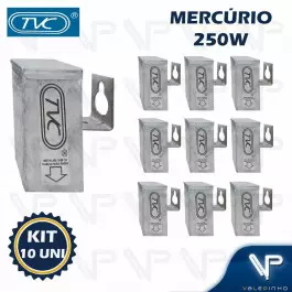 REATOR PARA LÂMPADA VAPOR MERCÚRIO 250W 220V(USO EXTERNO) KIT10