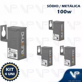 REATOR PARA LÂMPADA VAPOR SÓDIO/METÁLICO    100W 220V(USO EXTERNO) KIT4