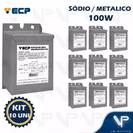 REATOR PARA LÂMPADA VAPOR SÓDIO/METÁLICO 100W 220V(USO INTERNO)  KIT10 
