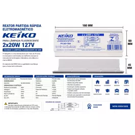 REATOR PARTIDA RÁPIDA P/LÂMPADA FLUORESCENTE 2X20W 127V