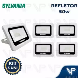 REFLETOR HOLOFOTE LED SMD   50W 3000K(BRANCO QUENTE)BIVOLT IP66 CARCAÇA BRANCA KIT5