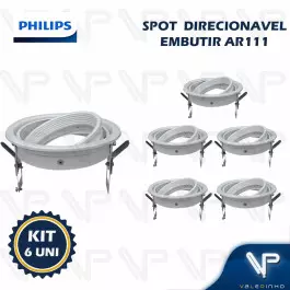 SPOT EMBUTIR REDONDO PARA LAMPADA AR111 GU10 DIRECIONAVEL BR KIT6